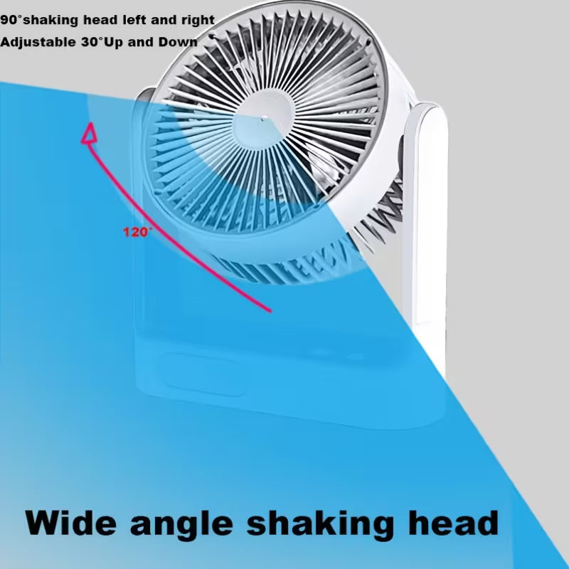 Solar Powered Portable Camping Fan with 10 LED Light, 3-Speed Rechargeable Table & Floor Fan with Timer