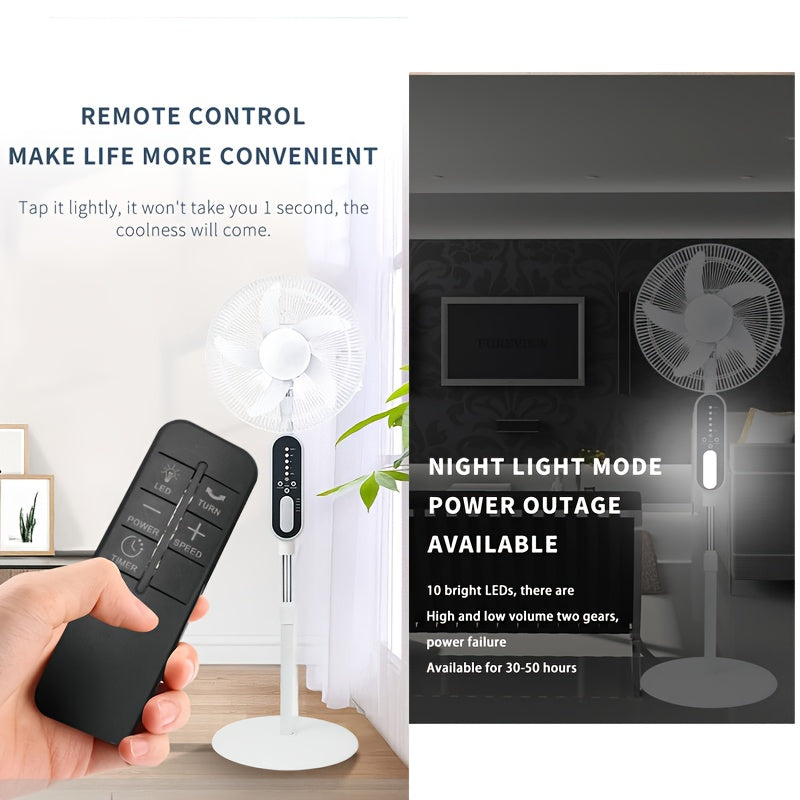 16-Inch Solar Powered Pedestal Fan – Portable, Rechargeable, Quiet 9-Speed Cooling for Indoor & Outdoor Use