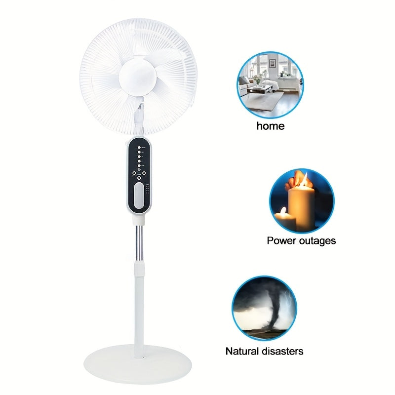 16-Inch Solar Powered Pedestal Fan – Portable, Rechargeable, Quiet 9-Speed Cooling for Indoor & Outdoor Use